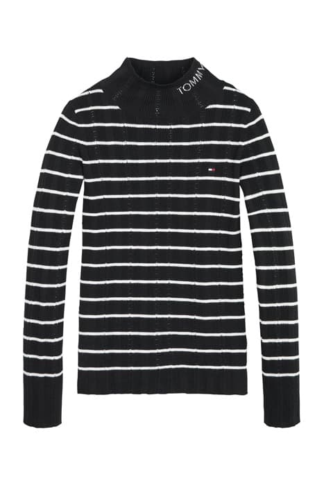 RIB TURTLE POINTELLE Black / Ivory Petal Stripe by Tommy Hilfiger