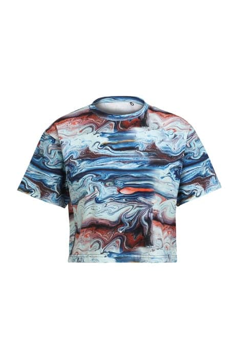 CESENA AOP CROPPED TEE BLUE ACRYLIC POURING AOP by FILA