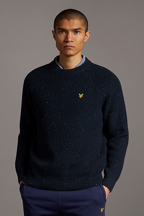 FLECKED FISHERMAN RIB JUMPER DARK NAVY by Lyle & Scott