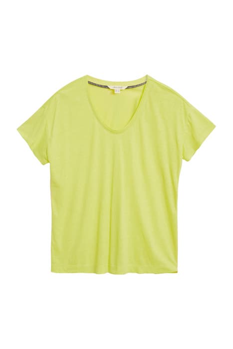 VOOP NECK LINEN TEE BRT GREEN by White Stuff