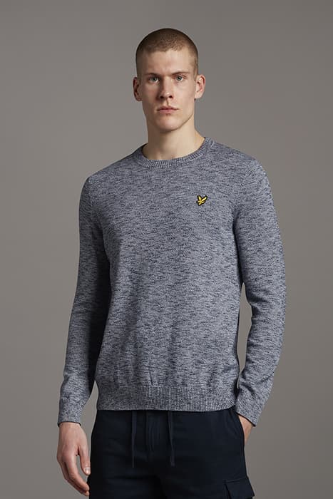 COTTON KNITTED CREW NECK JUMPER NAVY by Lyle & Scott