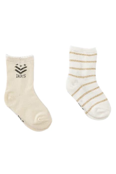 BABY GIRLS' OFF-WHITE LUREX STRIPED AND ECRU SOCKS by IKKS