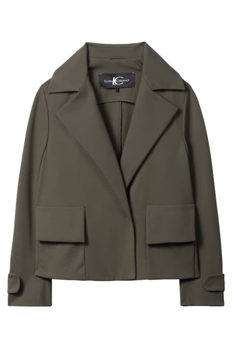 JACKET WITH LAPEL COLLAR DARK OLIVE by Luisa Cerano