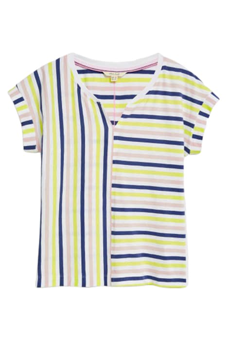 NELLY NOTCH STRIPE TEE GREEN MULTI by White Stuff