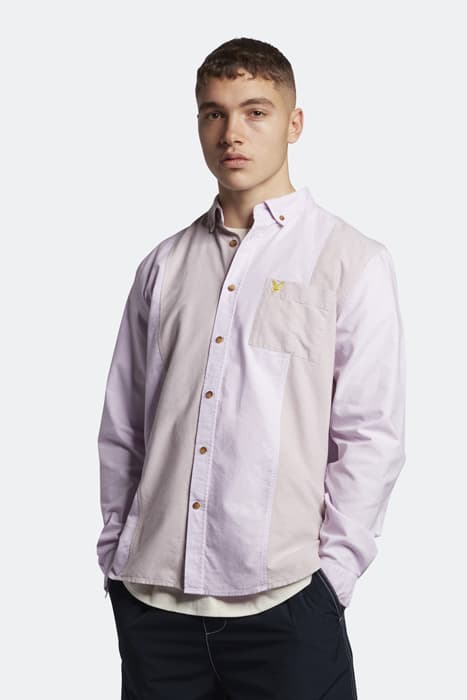 OVERDYED PANELLED OXFORD SHIRT LILAC SKY by Lyle & Scott