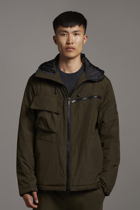 WADDED DUAL POCKET JACKET WITH FACE GUARD OLIVE by Lyle & Scott