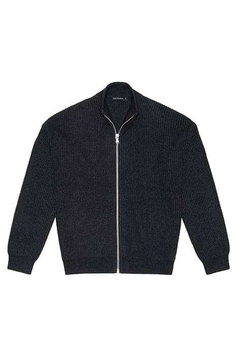 RIB KNIT ZIP THROUGH BOMBER IRON GREY MELANGE by French Connection