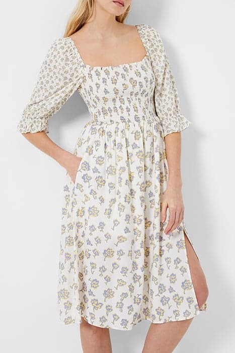 DORIA SMOCK BALLOON SLEEVE DRESS SUMMER WHITE MULTI by French Connection