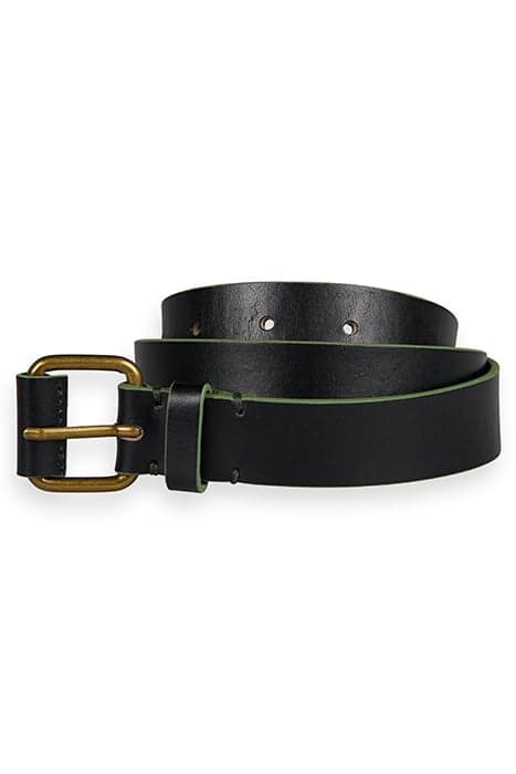 CONTRAST EDGE LEATHER BELT BLACK by Scotch & Soda