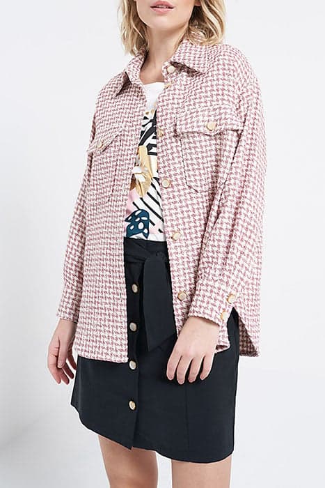 BUBBLE GUM PINK OVERSHIRT HOUNDSTOOTH by ICODE