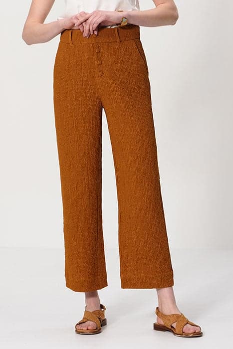 LARCH WAFFLE FLOWING WIDE TROUSERS MELEZE by ICODE