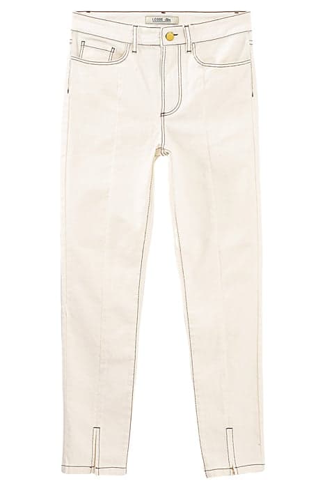 OFF-WHITE SLIM JEANS WITH OCHRE TOPSTITCHING by ICODE