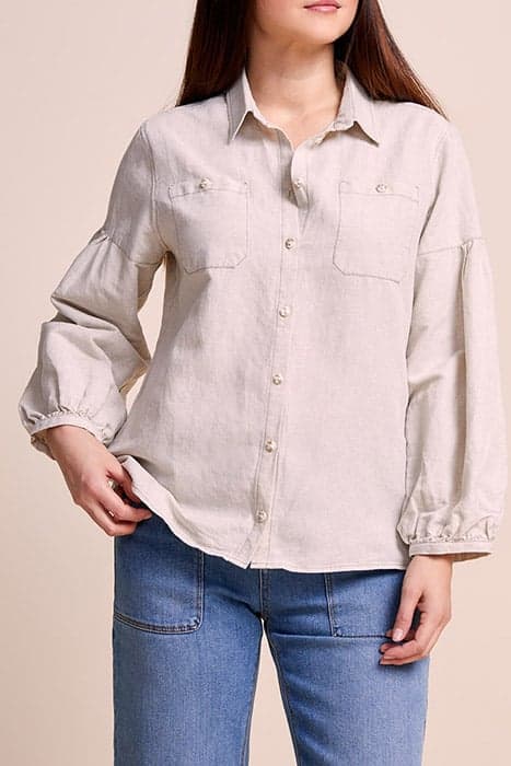 CLUB - IVORY COTTON LINEN SHIRT IVORY by ONE STEP