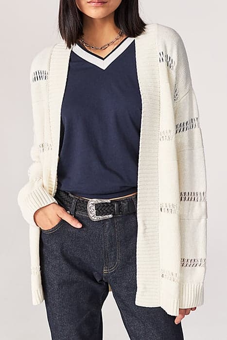 KNIT LONG CARDIGAN WITH LOOSE STRIPES OFF-WHITE by IKKS