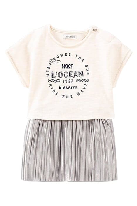 BABY GIRLS’ ECRU TROMPE-L'ŒIL DRESS+PLEATED LUREX SKIRT by IKKS