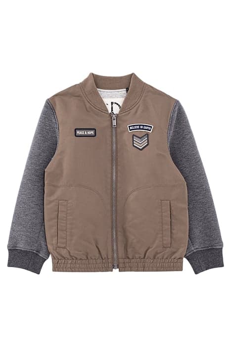 BOYS’ DARK KHAKI AND GREY MIXED FABRIC BOMBER JACKET by IKKS