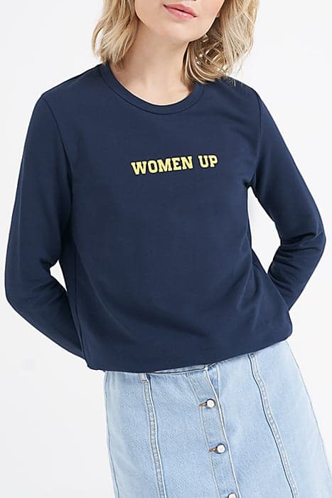 NAVY SWEATSHIRT WITH FLOCKED SLOGAN by ICODE