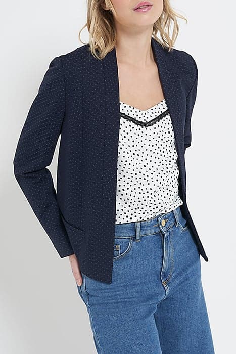 MINIMALIST NAVY JACQUARD KNIT SUIT JACKET by ICODE