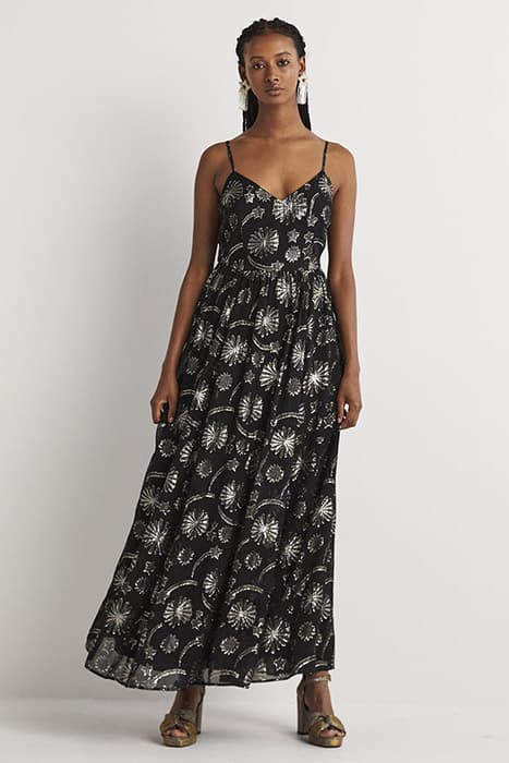 METALLIC JACQUARD MAXI DRESS BLA by Boden