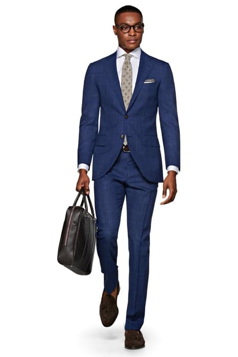 Mid Blue Checked Lazio Suit by Suitsupply