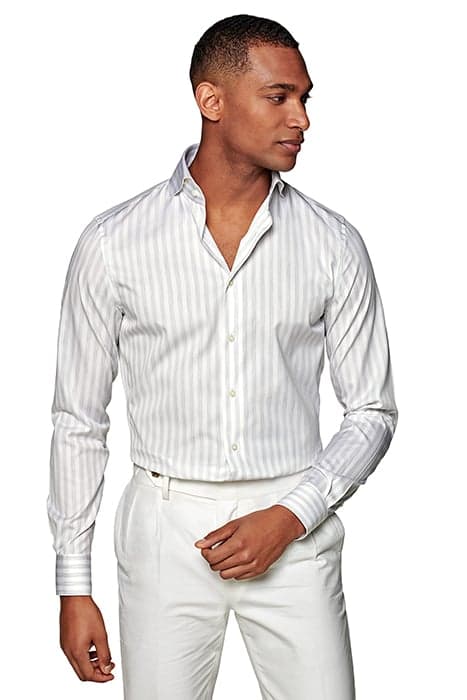 Light Grey Striped Extra Slim Fit Shirt by Suitsupply