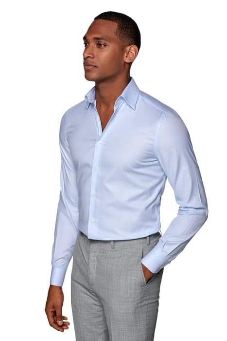 Light Blue Striped Twill Slim Fit Shirt by Suitsupply