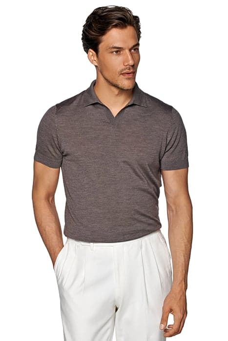 TAUPE BUTTONLESS POLO SHIRT by Suitsupply