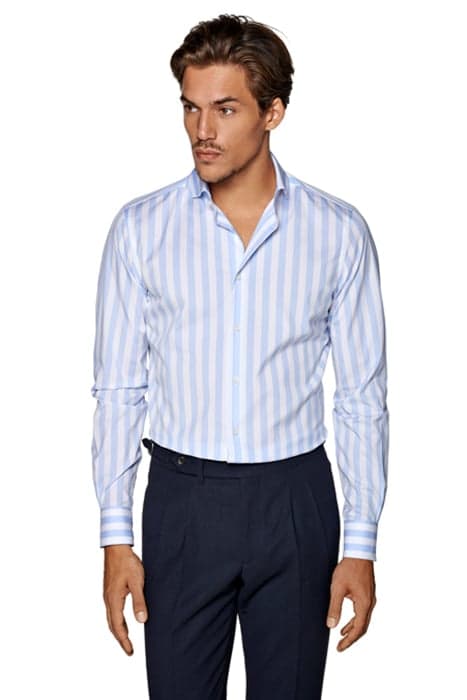 Light Blue Striped Poplin Extra Slim Fit Shirt by Suitsupply