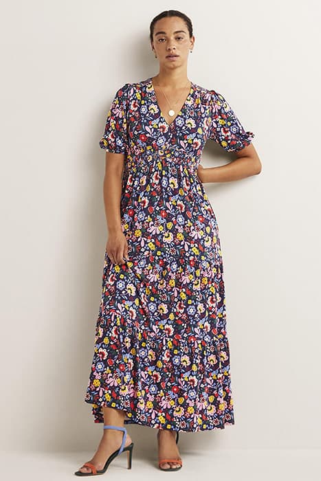 TIERED JERSEY MAXI TEA DRESS NVY by Boden