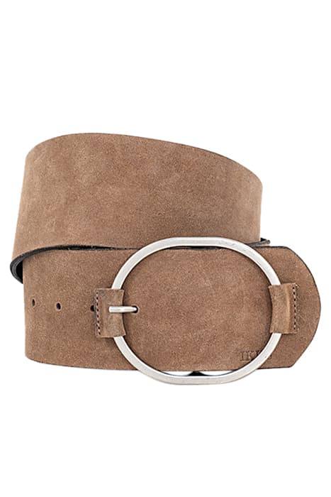 BEIGE SUEDE-LOOK WIDE LEATHER BELT by IKKS