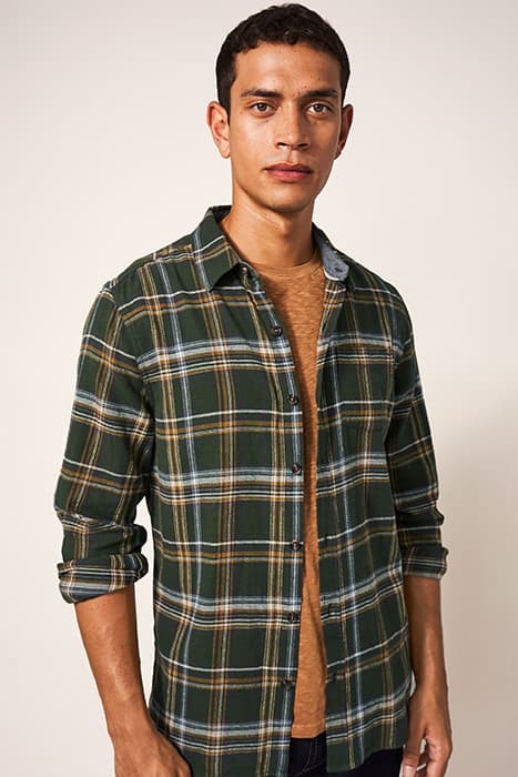 MOXLEY FLANNEL CHECK SHIRT DK GREEN by White Stuff