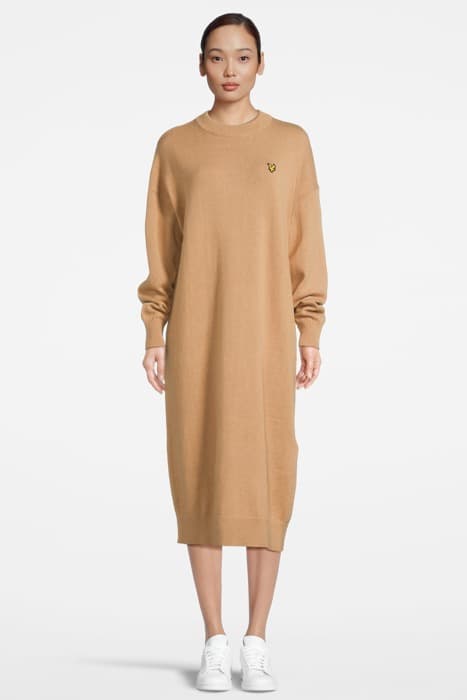 KNITTED JUMPER DRESS W802 WARM TAN by Lyle & Scott