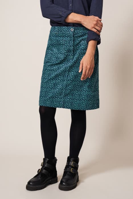 MELODY ORGANIC CORD SKIRT TEAL MULTI by White Stuff