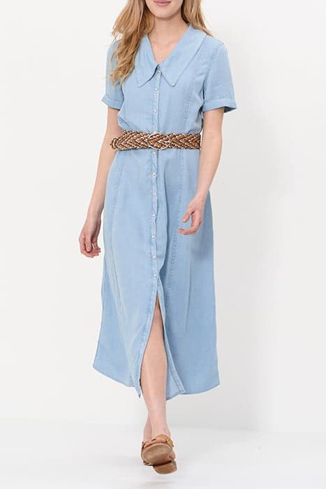 BLEACHED PRESS STUD DENIM LONG DRESS by ICODE