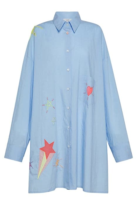 "THE STARRY LAND" PATCHWORK OVERSIZE SHIRT CELESTE by forte_forte