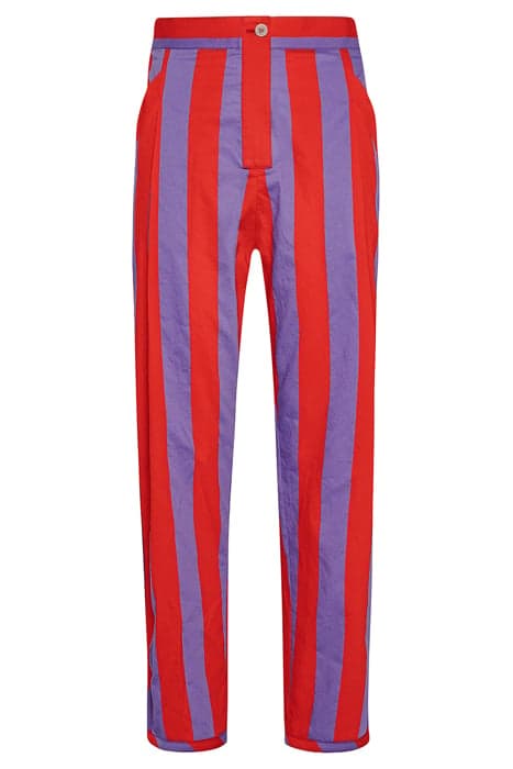 "CONTEMPORARY STRIPED POPLINE" PANTS RED by forte_forte