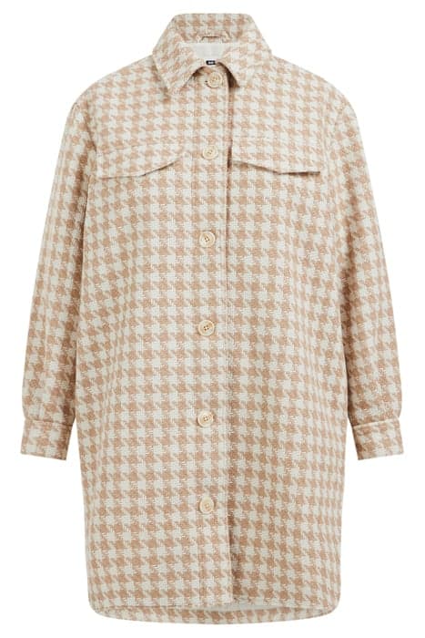 LADIES SHIRT JACKET WITH PIED-DE-POULE DESSIN-CURVE BEIGE by WE Fashion