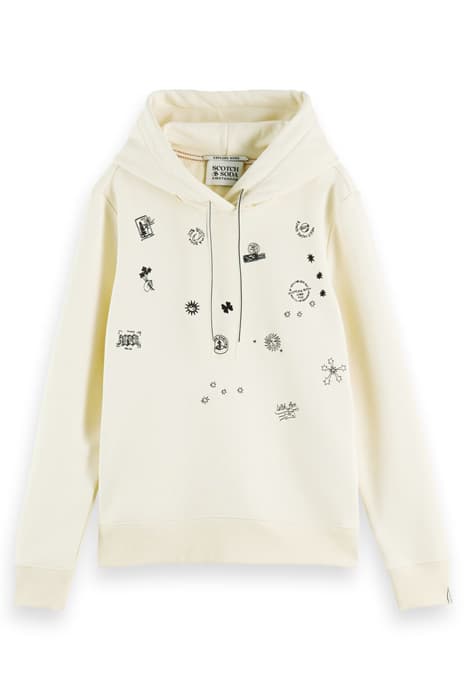 REGULAR FIT HOODIE WITH ARTWORK ECRU by Scotch & Soda