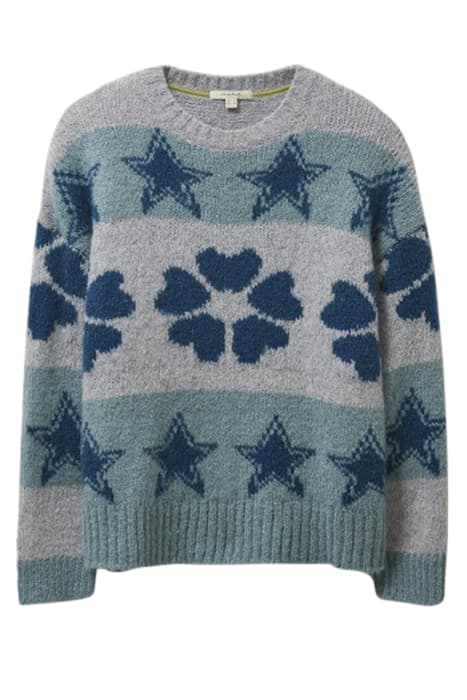 STAR AND FLOWER JUMPER TEAL MULTI by White Stuff