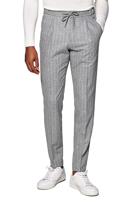 LIGHT GREY STRIPED DRAWSTRING AMES TROUSERS by Suitsupply