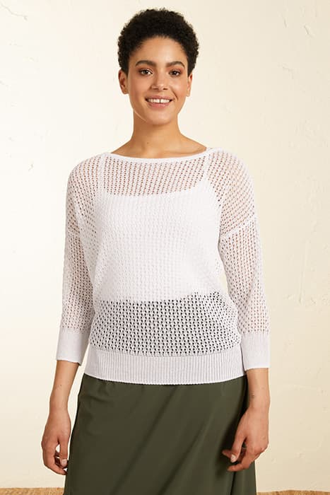 OPENWORK COTTON SWEATER WHITE by Elena Mirò