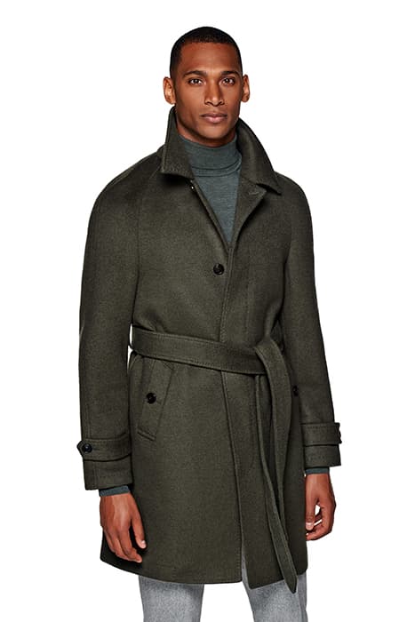 MID GREEN BELTED OVERCOAT by Suitsupply