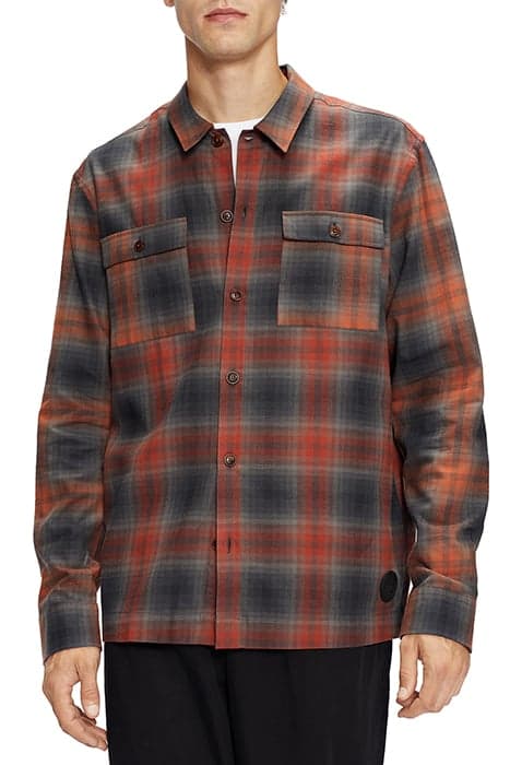 LECTURE LS MULTI CHECK SOFT FLANNEL SHACKET DK-RED by Ted Baker