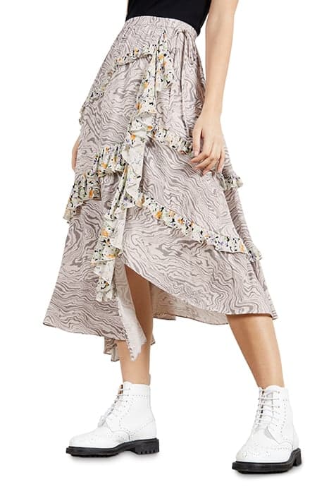 CROSBY TIERED SKIRT WITH SIDE SPLIT IVORY by Ted Baker