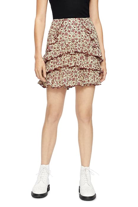 RUSHLME MINI PRINTED FRILL SKIRT WHITE by Ted Baker