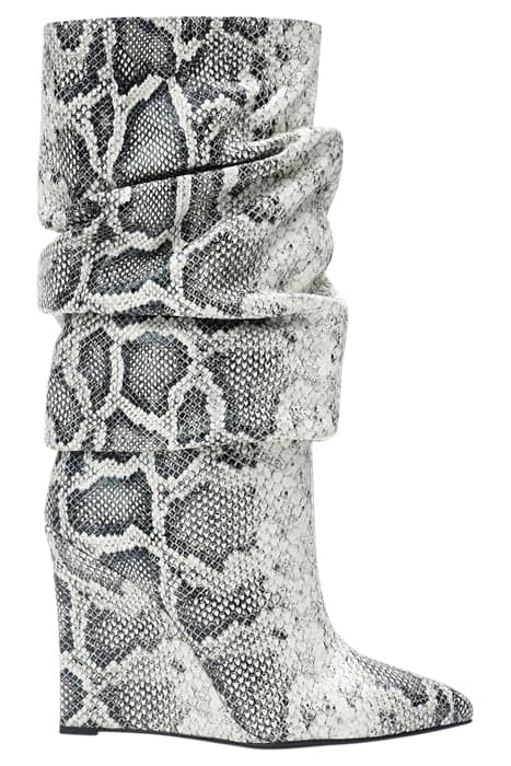 PYTHON-EMBOSSED WEDGE BOOTS WHITE SNAKE by Marcell von Berlin