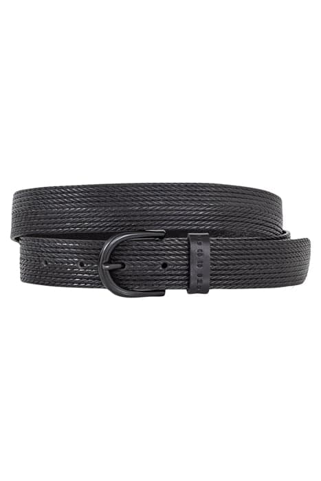 MEN'S BLACK LEATHER BELT WITH WOVEN EMBOSSING by IKKS