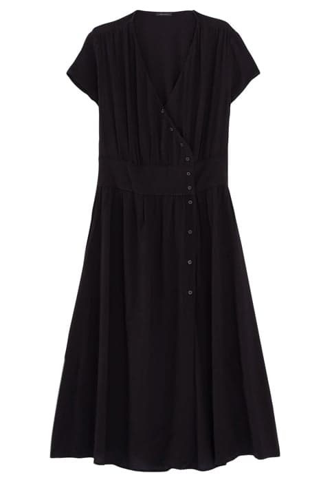 BLACK BUTTONED CREPE MIDI DRESS by IKKS