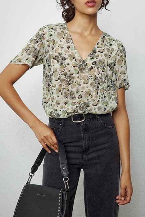 FLORAL ARMY PRINT VISCOSE TOP WITH EPAULETS by IKKS