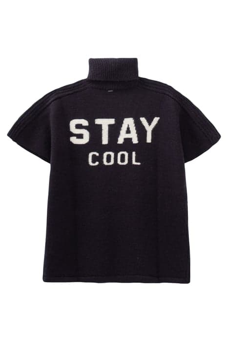 NAVY BLUE INTARSIA SLOGAN SLEEVELESS SWEATER by IKKS